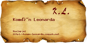 Komán Leonarda névjegykártya